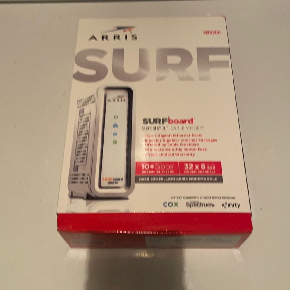 ARRIS Surfboard SB8200 DOCSIS 3.1 Cable modem 2 1GB+ Illuminate monthly fees